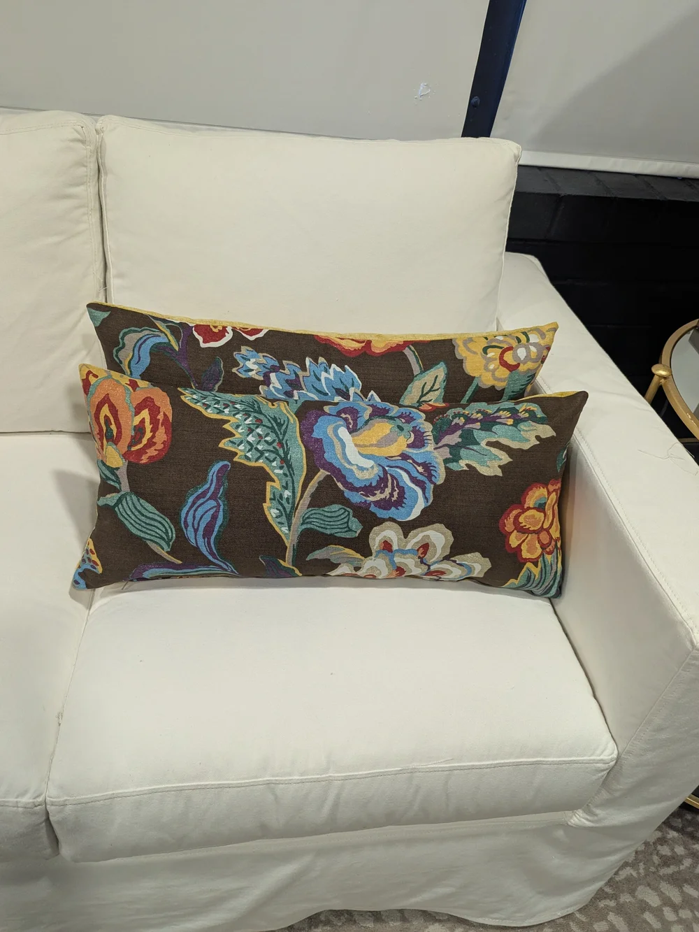 Brown Floral Lumbar Pillow - Decorative Home Accent Covers Only